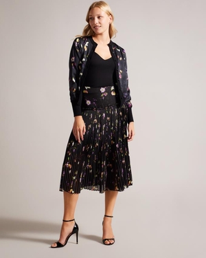 Jupe Ted Baker Corrugated Pleat Midi Noir Femme | CTR-14637926